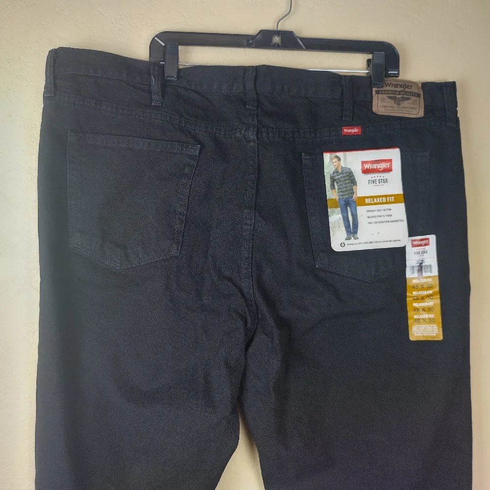 Wrangler Relaxed fit Men’s‎ Jeans Black 5 Star Premium Denim Size 48x30 NWT